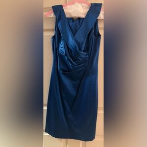 Tahari Asymmetrical Blue Cocktail Dress